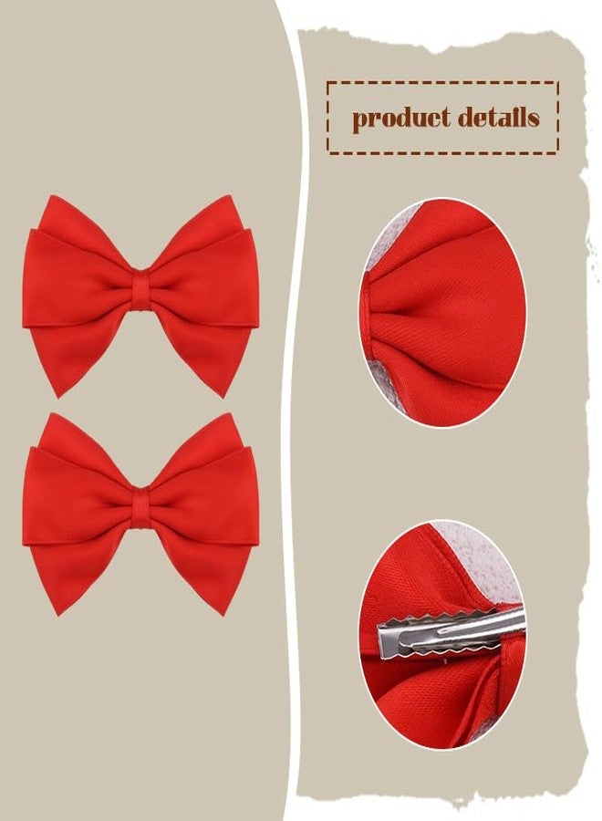 Kefley Silky Satin Bow Hair Clips for Women Girls Red Hair Bows Alligator Clips for Girls Hair Small Cute Ribbon Bow Bowknot Barrettes Hairpins for Birthday Party Christmas Bows 2 PCS - Image 5